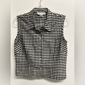 Black and White Gingham Women's Button Down Shirt or Vest